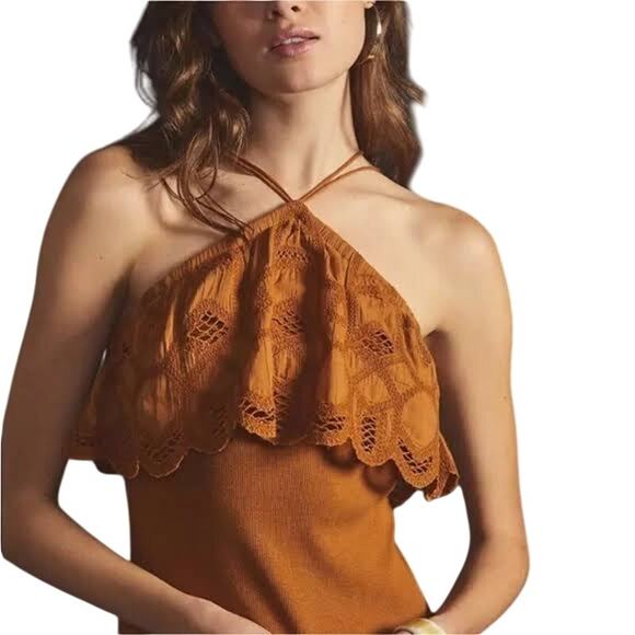 Anthropologie Ruffled Halter Tank Small - Picture 1 of 5
